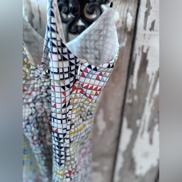 Pretty Garbage Geo Print Ruched Mini Dress size Small NWT Side zipper, Lined - Picture 4 of 9